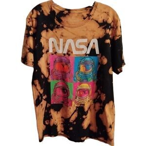 Hyper Space NASA Tee Shirt Size L Black Custom Bleached